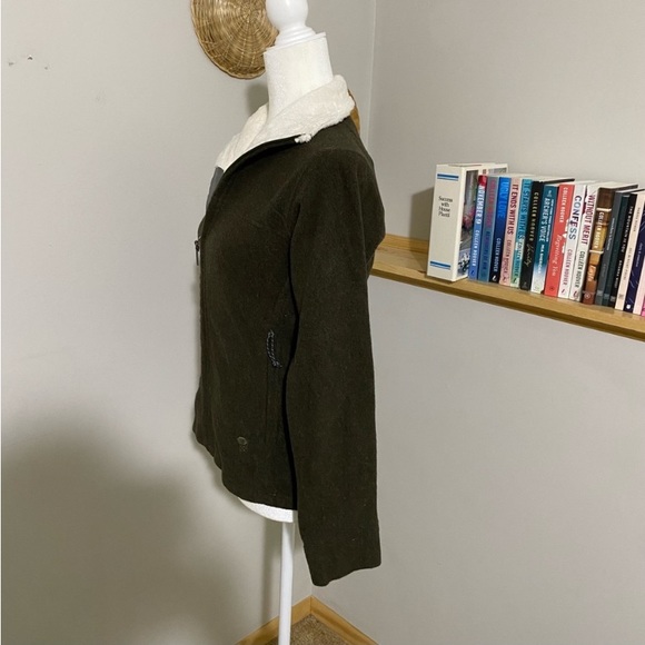 Mountain hardwear army green wool blend light weight full zip front jacket - Picture 3 of 6